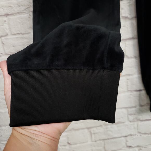 Juicy Couture 90s Y2K Black Velour Track Pants Drawstring Elastic Waist Bling XL - Picture 4 of 12